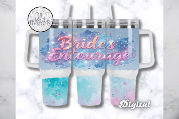 Download Blue Pink Bridesmaid 40 Oz Tumbler Wrap - Bridesmaid Collection