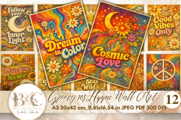 Download Groovy 70s Hippie Wall Art Printable - 70s Collection