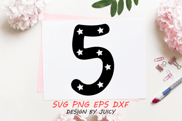 Download Number 5 with Stars Svg Graphic - Svg graphic Collection
